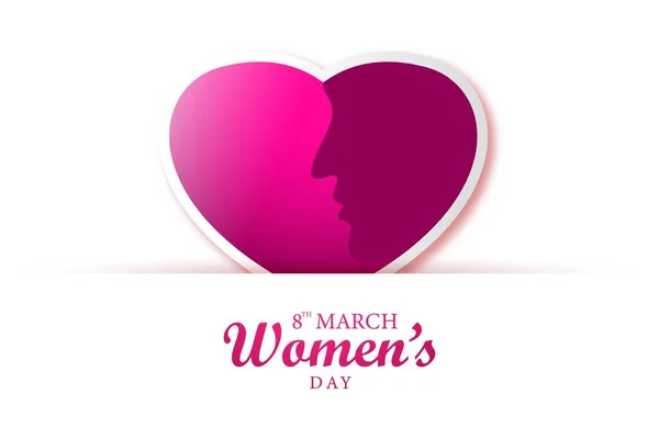 Happy Womens Day Face Heart Concept Card Design — Stock Vector