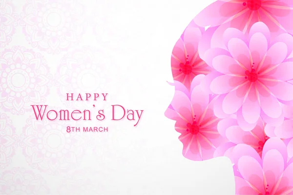 Beautiful Female Face Womens Day Card Background — Stock Vector