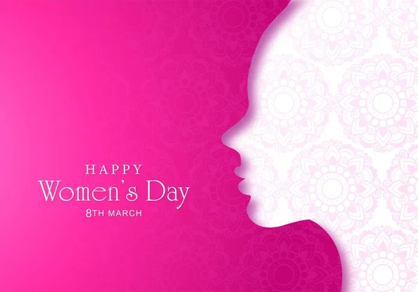 Beautiful Female Face Womens Day Card Background — Stock Vector