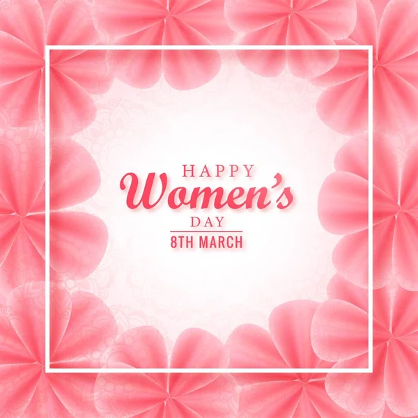 Happy Womens Day Pink Floral Greeting Card — Stock Vector