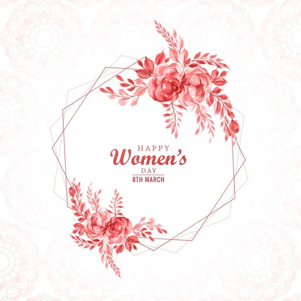 Όμορφο Πλαίσιο Λουλούδι Φόντο Womens Κάρτα Ημέρα — Διανυσματικό Αρχείο