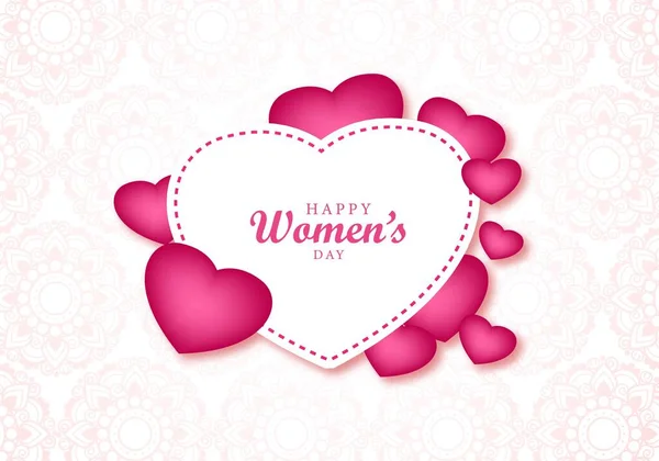 Happy Womens Day Beautiful Heart Greeting Card Background — Stock Vector