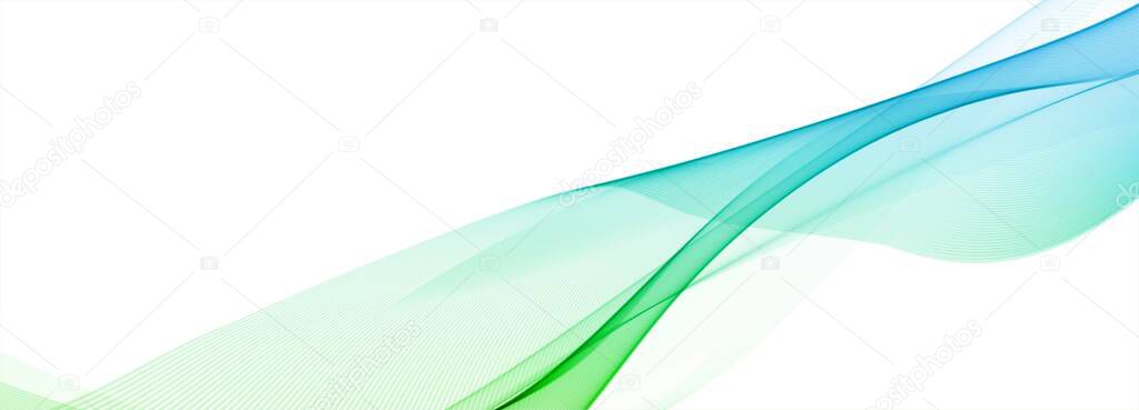 Abstract flowing colorful wave banner on white background