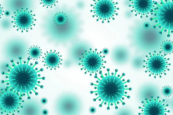 Baktériumok Vagy Vírusfertőzés Influenza Kék Háttér — Stock Vector