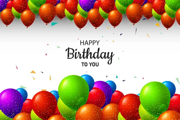 Realistische Bunte Luftballons Happy Birthday Card Hintergrund — Stockvektor