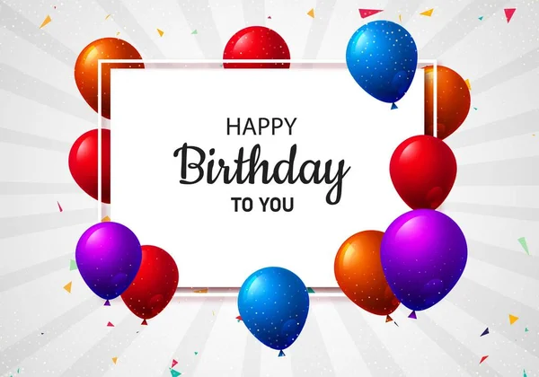 Dekorativní Vícebarevné Balónky Happy Birthday Card Pozadí — Stockový vektor