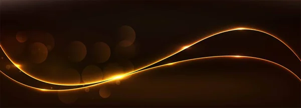 Abstract Golden Glowing Wave Banner Template — Stock Vector
