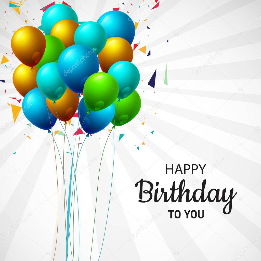 Happy birthday celebration background with falling colorful balloons