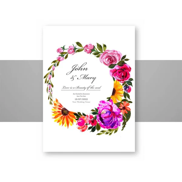 Decorativi Bei Fiori Disegno Modello Carta — Vettoriale Stock