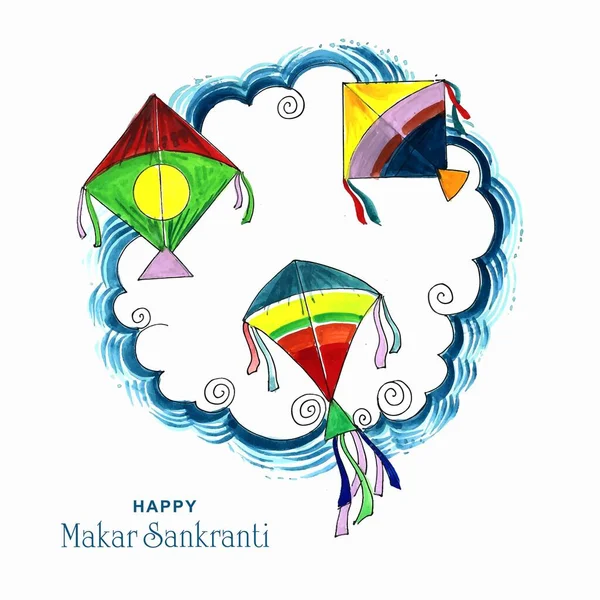 Feliz Makar Sankranti Fiesta India Festival Fondo — Archivo Imágenes Vectoriales
