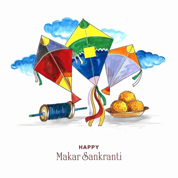 Happy Makar Sankranti Holiday India Festival Background — Stock Vector