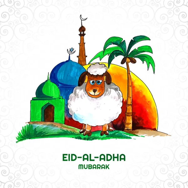 Hermosa Vacaciones Eid Adha Tarjeta Fondo — Archivo Imágenes Vectoriales