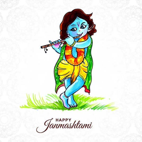 Hindu Festivali Janmashtami Hindistan Kart Arka Planında Kutlandı — Stok Vektör