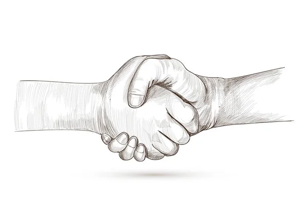 Beautiful Detailed Handshake Sketch Art Design — Stock Vector