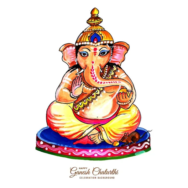 Ganesha Señor Decorativo Para Tarjeta Ganesh Chaturthi — Vector de stock