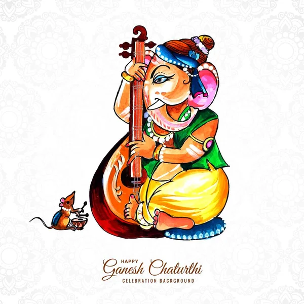 Ganesh Chaturthi Için Güzel Lord Ganesha Suluboya — Stok Vektör