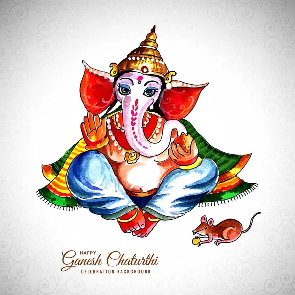 Belo Senhor Ganesha Aquarela Para Ganesh Chaturthi —  Vetores de Stock