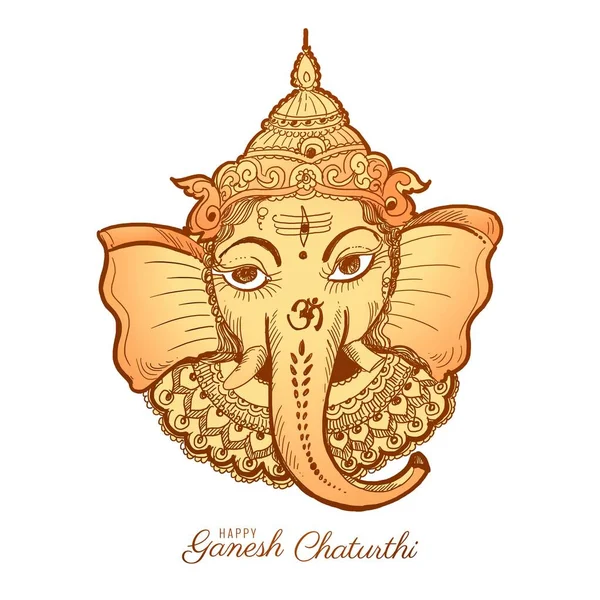 Feliz Ganesh Chaturthi Ilustración Tarjeta Boceto — Archivo Imágenes Vectoriales