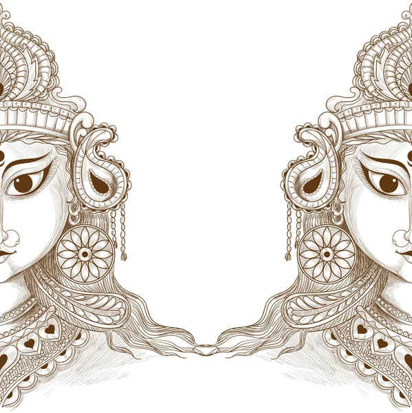 Beautiful Navratri Decorative Sketch Background — Stock Vector