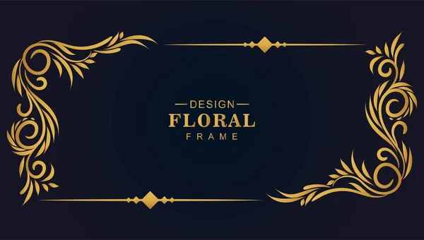 Fondo Marco Floral Decorativo Dorado Ornamental — Archivo Imágenes Vectoriales
