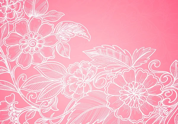 Abstrakt Dekorativa Rosa Blommor Kort Design — Stock vektor