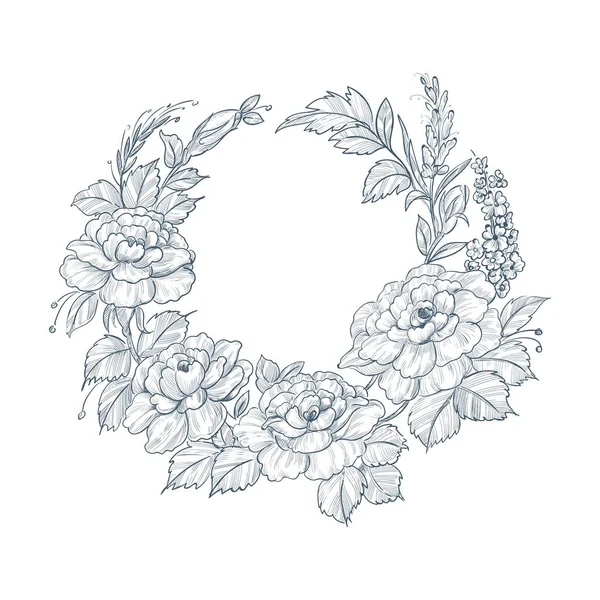 芸術的なヴィンテージ装飾スケッチ結婚式の花の背景 — ストックベクタ