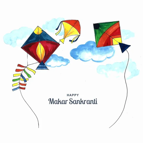 Happy Makar Sankranti Holiday India Festival Background — Stock Vector