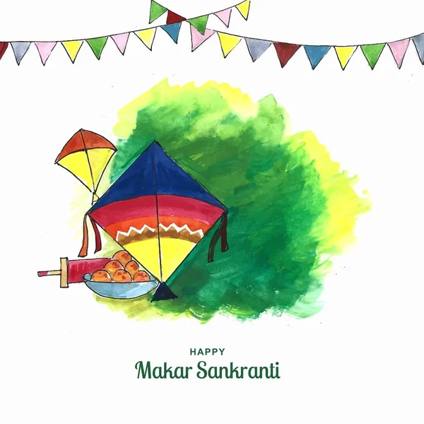 Makar Sankranti Celebration Colorful Kites Design — Stock Vector