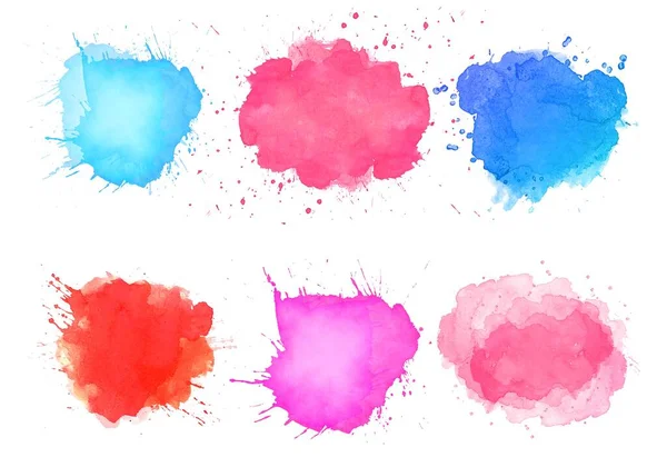 Aquarelle Abstraite Tache Tache Colorée Set Design — Image vectorielle