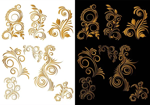 Diseño Artístico Decorativo Floral Dorado — Vector de stock