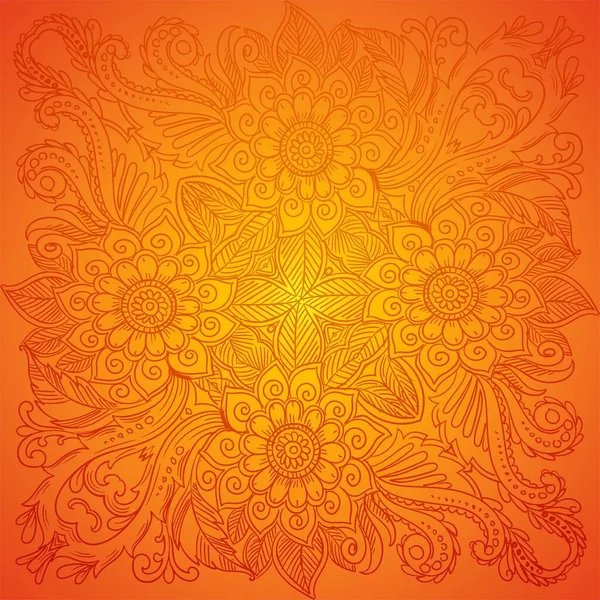 装饰花卉曼陀罗色彩艳丽的背景 — 图库矢量图片