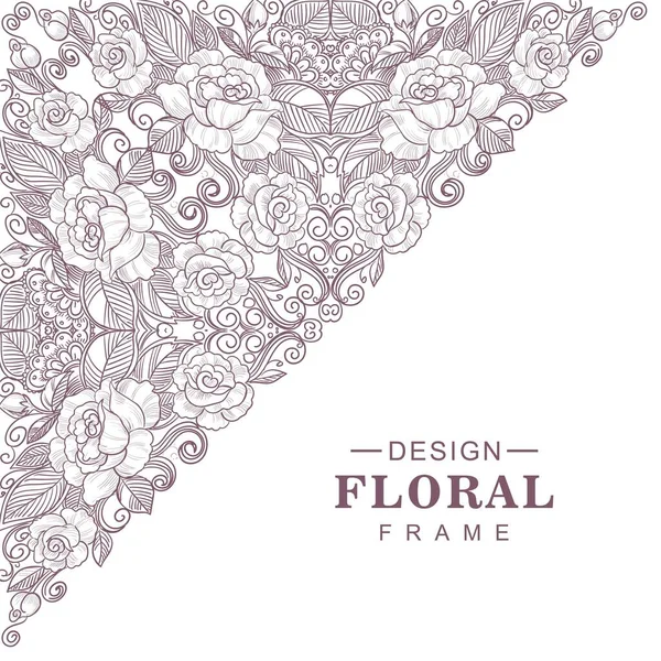 Diseño Marco Floral Decorativo Étnico — Archivo Imágenes Vectoriales