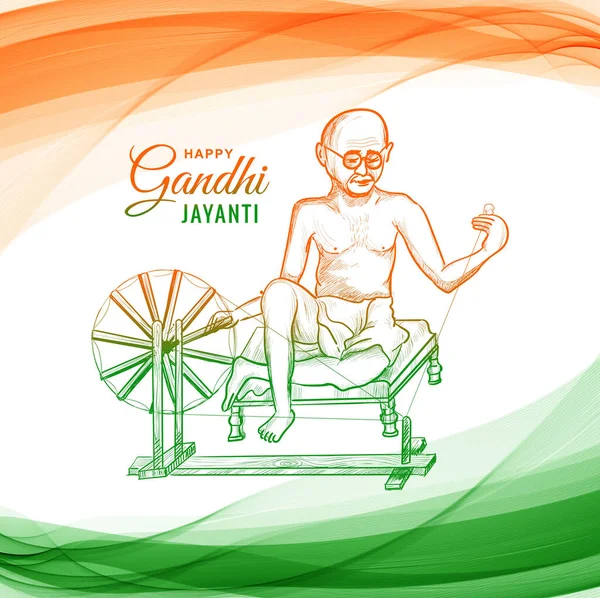 Mahatma Gandhi Για Gandhi Jayanti Φόντο Κυμάτων — Διανυσματικό Αρχείο