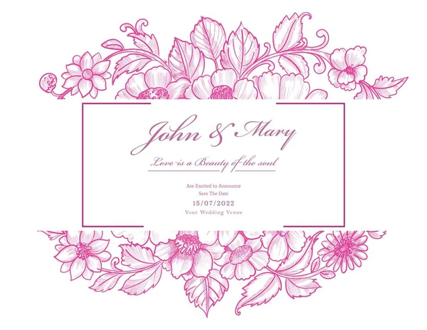 Όμορφο Διακοσμητικό Ροζ Floral Φόντο Κάρτα Γάμου — Διανυσματικό Αρχείο