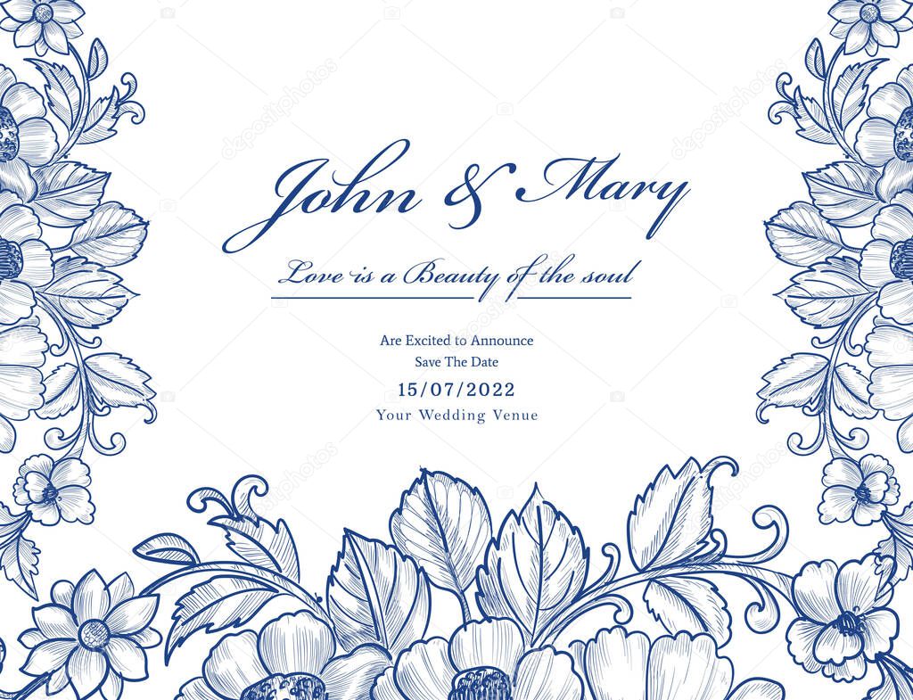 Beautiful decorative floral wedding card background
