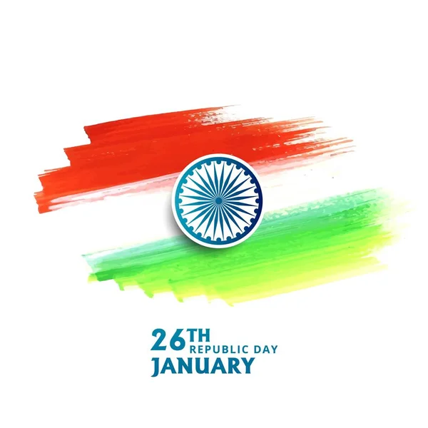India Fag Happy Republic Day Brush Stroke Design — ストックベクタ