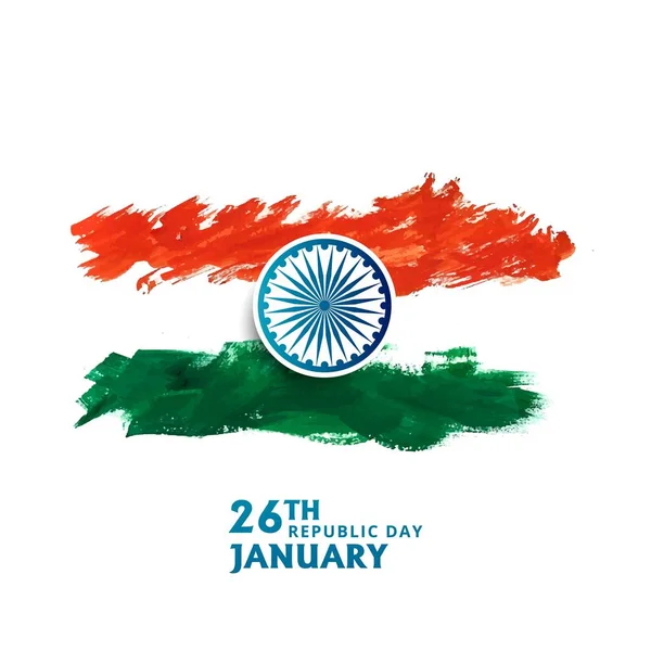 India Fag Happy Republic Day Brush Stroke Design — Stock Vector