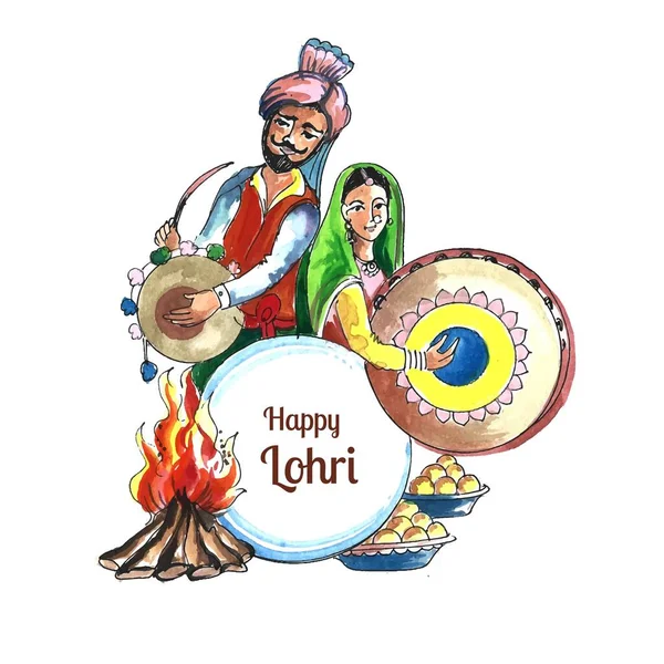 Χαρούμενο Φεστιβάλ Lohri Του Πουντζάμπ Ινδία Φόντο — Διανυσματικό Αρχείο
