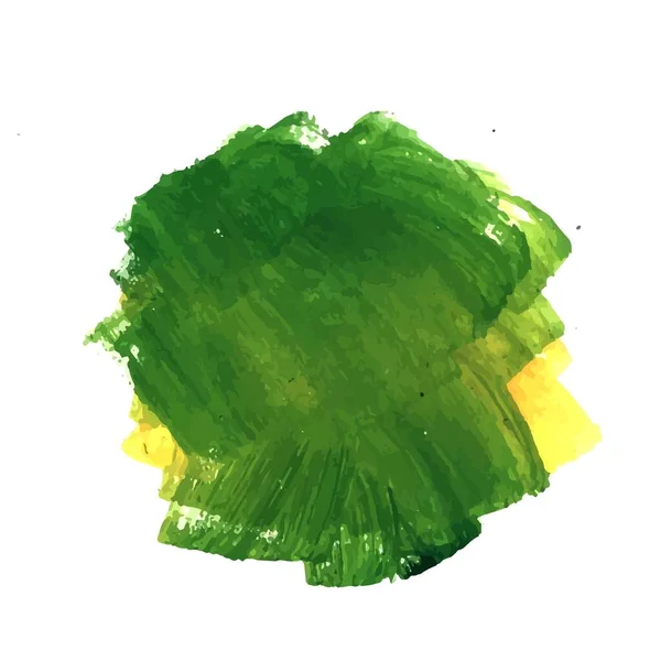 Çizimi Yeşil Fırça Darbesi Suluboya Tasarımı — Stok Vektör