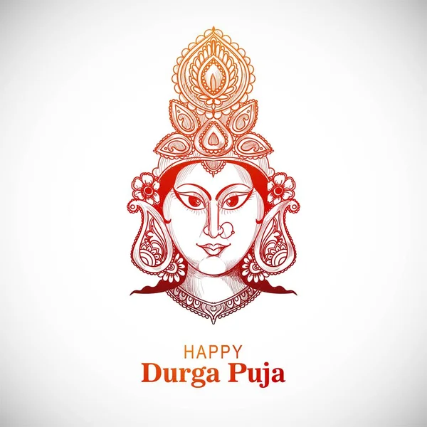 Belle Esquisse Dessinée Main Pour Fond Festival Durga Puja — Image vectorielle