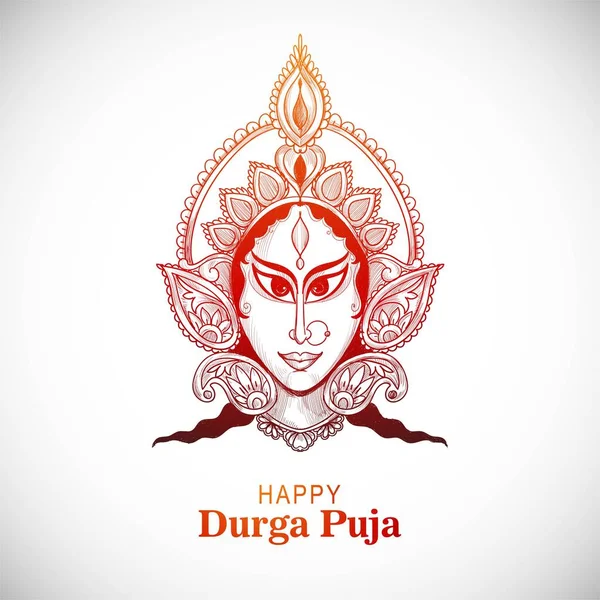 Belle Esquisse Dessinée Main Pour Fond Festival Durga Puja — Image vectorielle