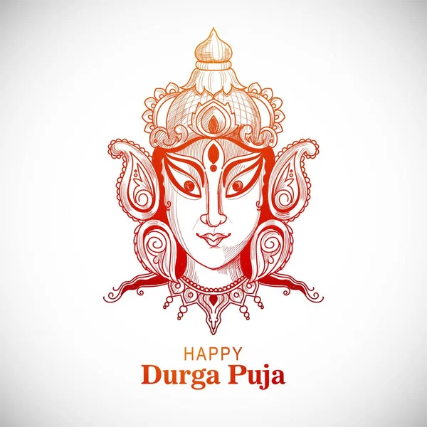 Beautiful Hand Draw Sketch Durga Puja Celebration Background — Stock Vector