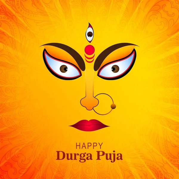 Happy Durga Pooja Religious Celebration Festival Card Background — Stock Vector
