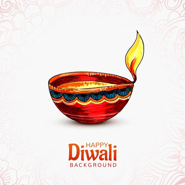 Boldog Diwali Háttér Színes Dekoratív Akvarell Diya — Stock Vector
