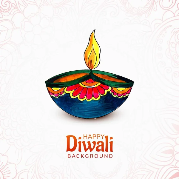 Elegáns Fényes Diwali Diya Fesztivál Kártya Design — Stock Vector