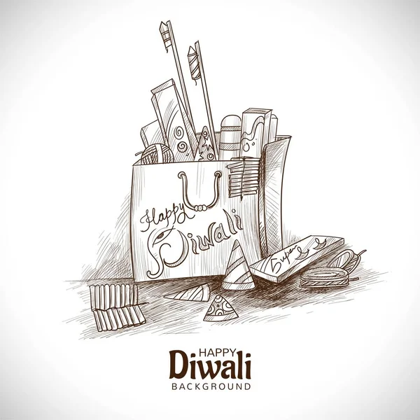 Handgezeichnete Diwali Cracker Skizzieren Hintergrund — Stockvektor