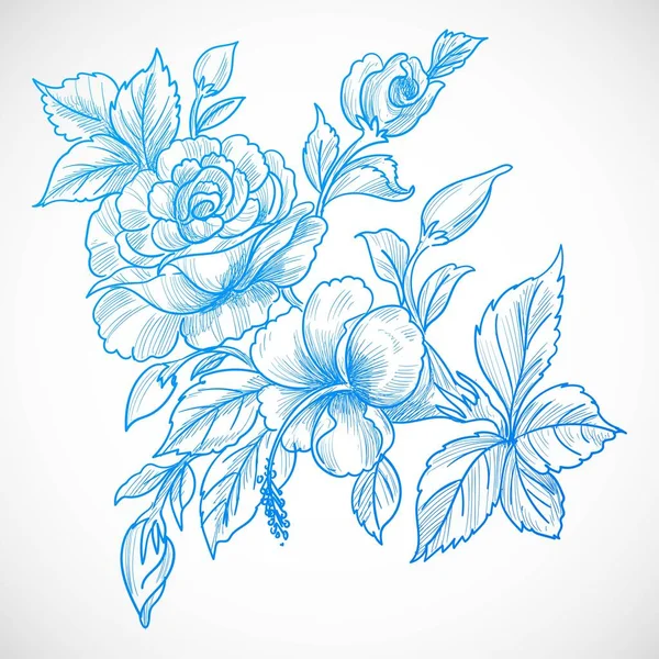 Vackra Blå Blommor Kort Bakgrund — Stock vektor