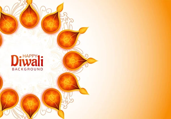 Elegant Dekorativ Diwali Olja Lampa Indiska Festival Kort Bakgrund — Stock vektor