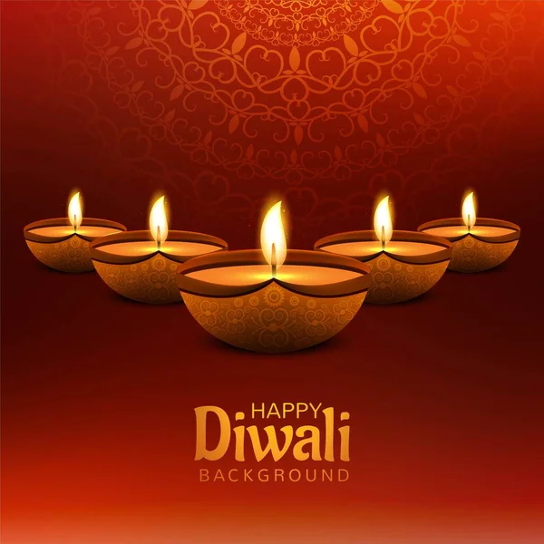 Glad Diwali Dekorativ Olja Lampa Festival Kort Bakgrund — Stock vektor