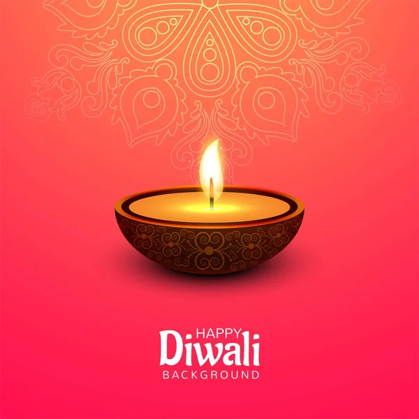 Glad Diwali Festival Med Oljelampa Firande Kort Bakgrund — Stock vektor